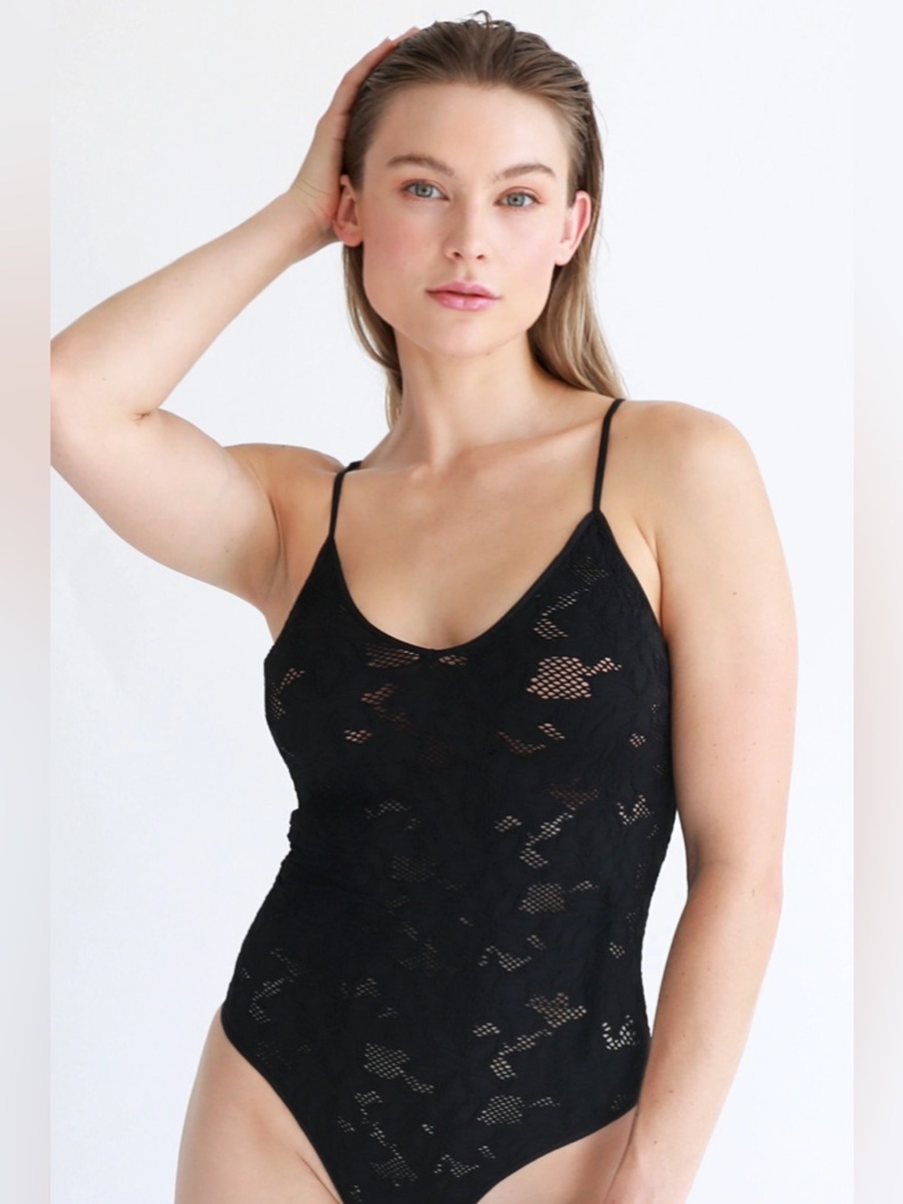Black Lace Bodysuit Camisole for Women